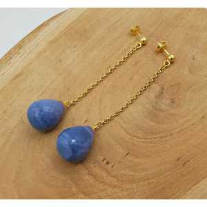 Long earrings with blue Opal briolet