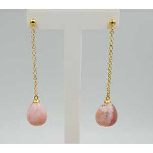 Lange Ohrringe mit pink Opal briolet