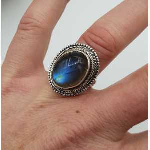 Zilveren ring gezet met Labradoriet ring maat 17.3 mm