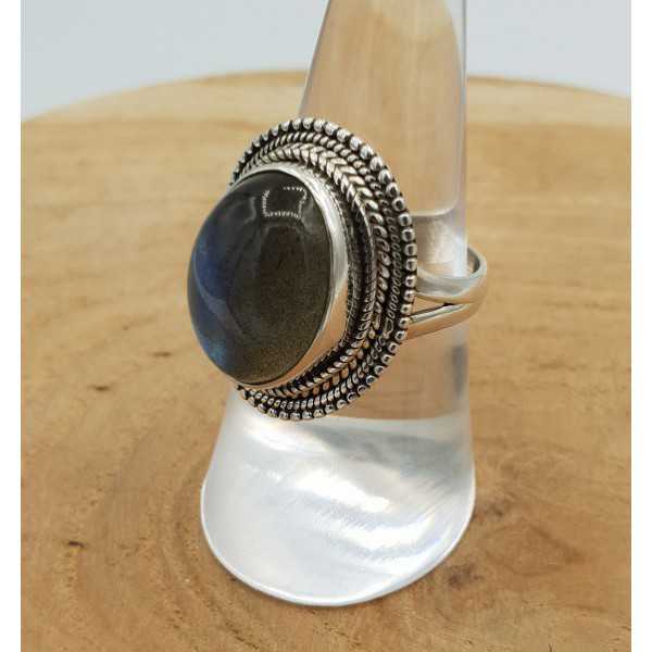 Silver ring set with Labradorite ring size 17.3 mm