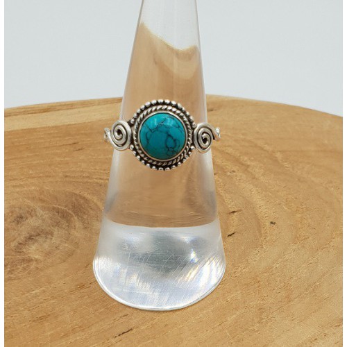 Zilveren ring met ronde Turkoois 16.5 mm