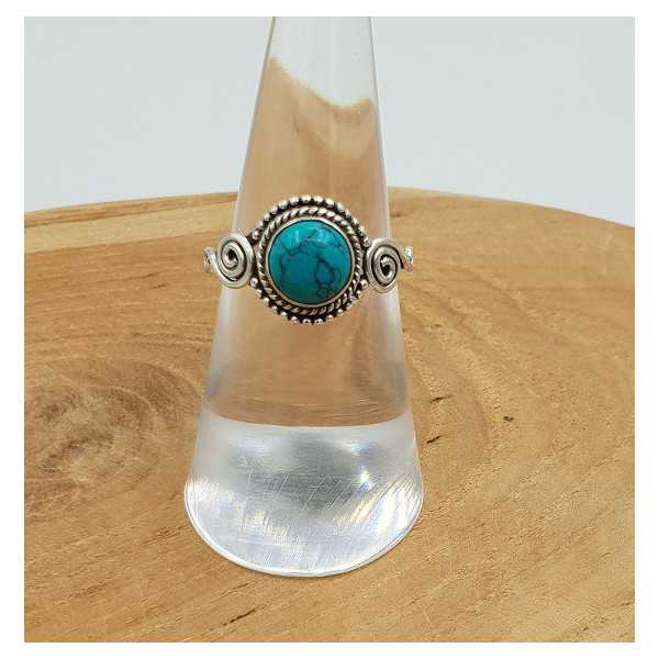 Silver ring with round Turquoise 16.5 mm