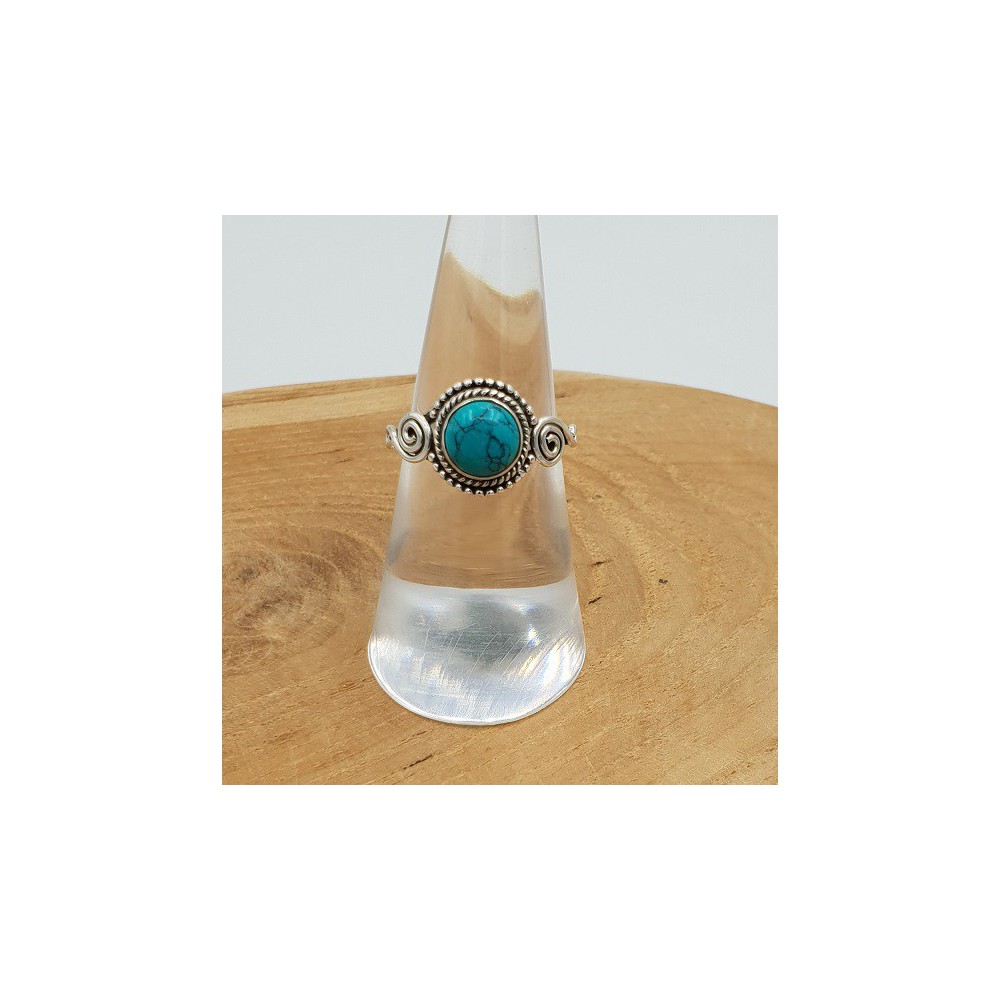 Silver ring with round Turquoise 16.5 mm