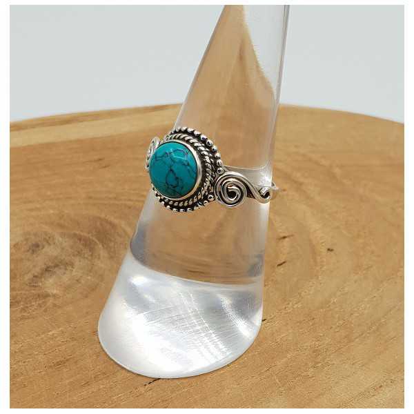 Silver ring with round Turquoise 16.5 mm