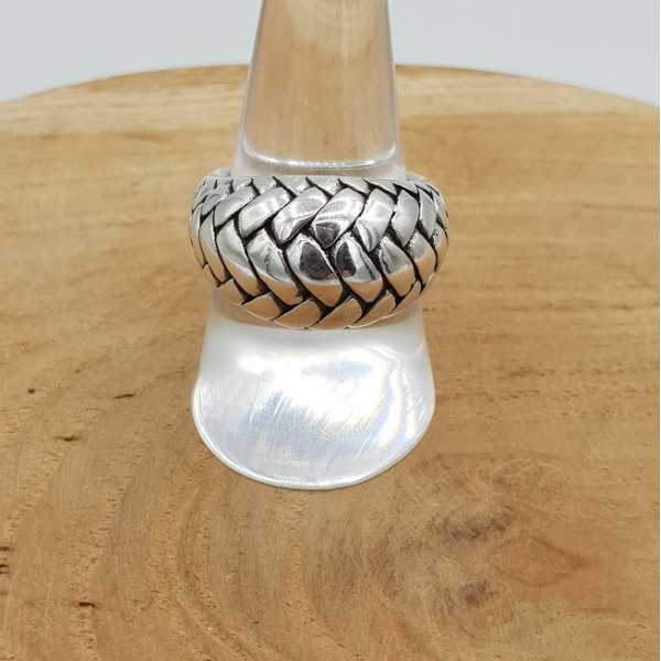 Silber geschnitzte Kuppel-ring 18 mm