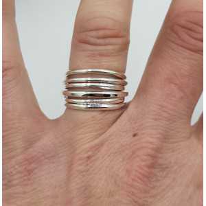 Silver ring bundled narrow ringentjes 16 mm