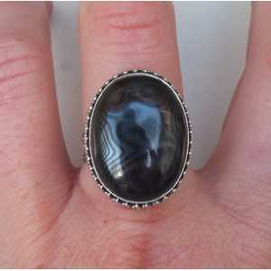 Silber ring mit Psilomelaan editiert Einstellung 18 mm 