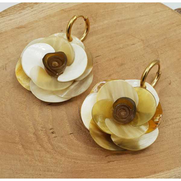 Creoles with carved flower buffalo horn