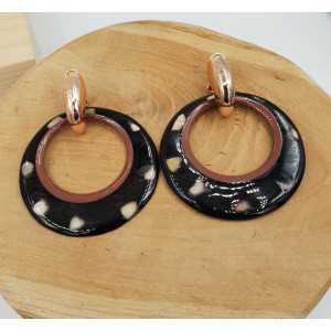 Kreolen mit ring von Büffelhorn puma-print und lackierten Grenze