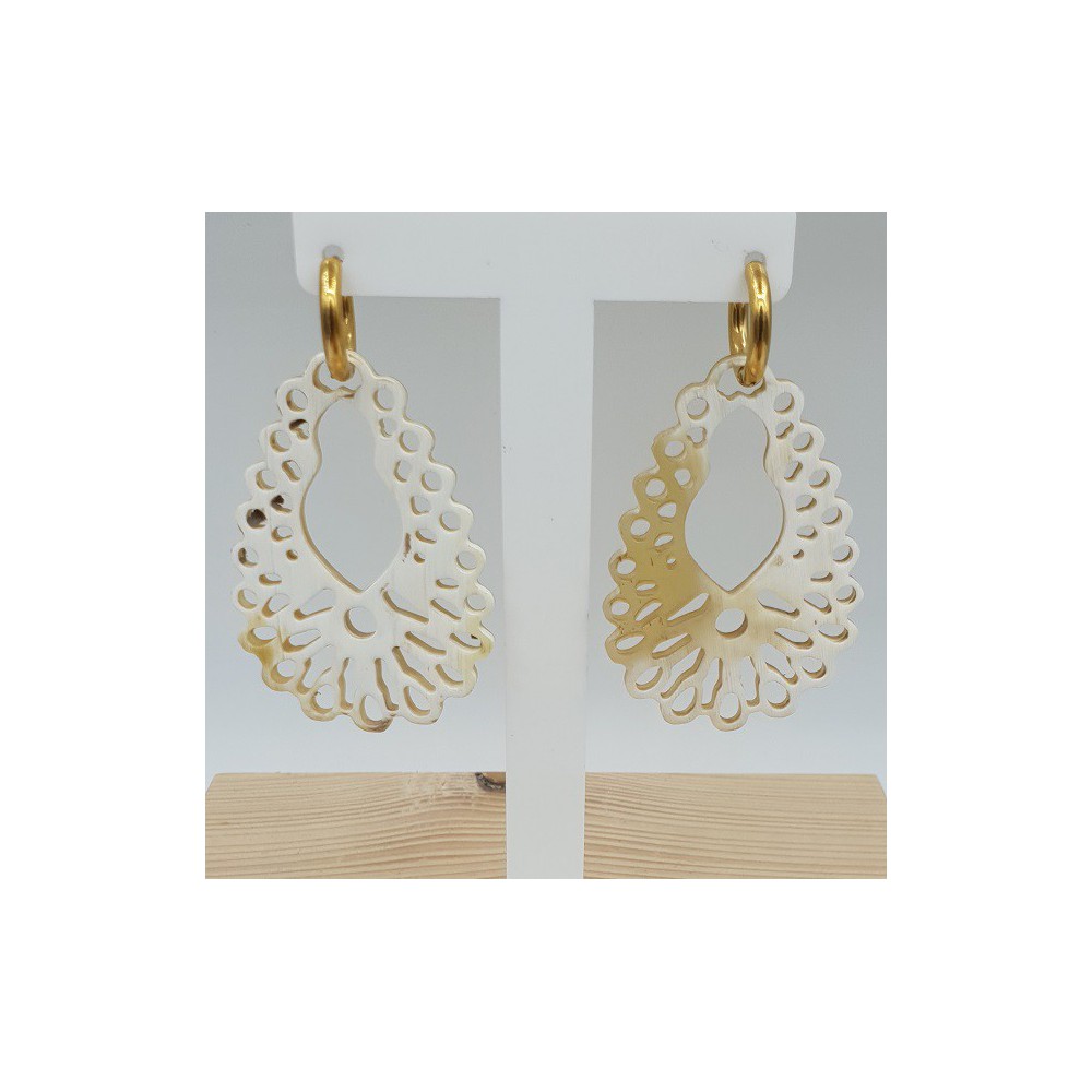 Creolen met uitgesneden Buffelhoorn