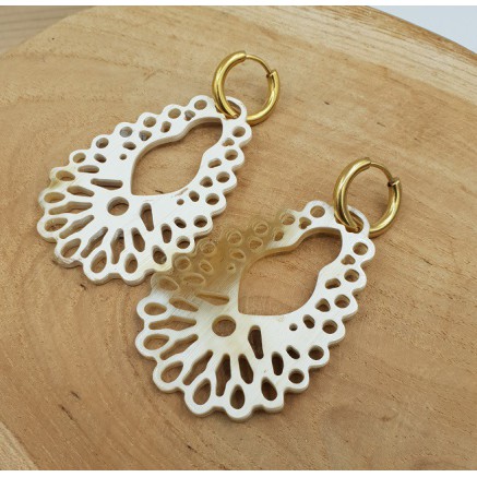 Creolen met uitgesneden Buffelhoorn