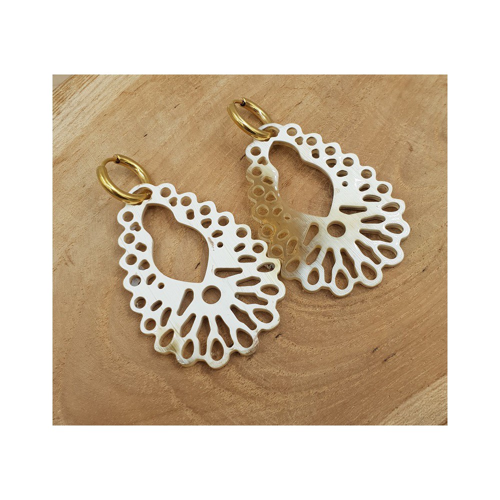 Creolen met uitgesneden Buffelhoorn