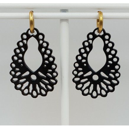 Creolen met uitgesneden zwarte Buffelhoorn