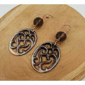 Earrings with mother-of-Pearl pendant and Smokey Topaz