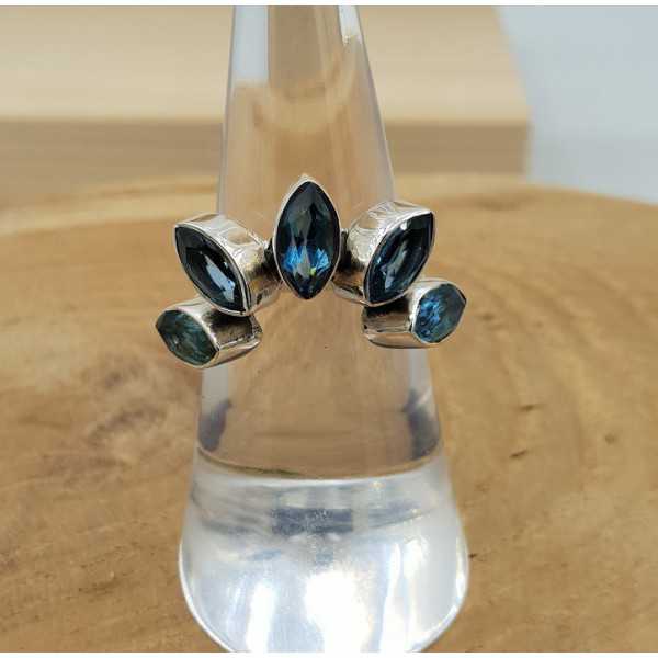 Silber ring set mit marquise blau-Topase 16,5 mm
