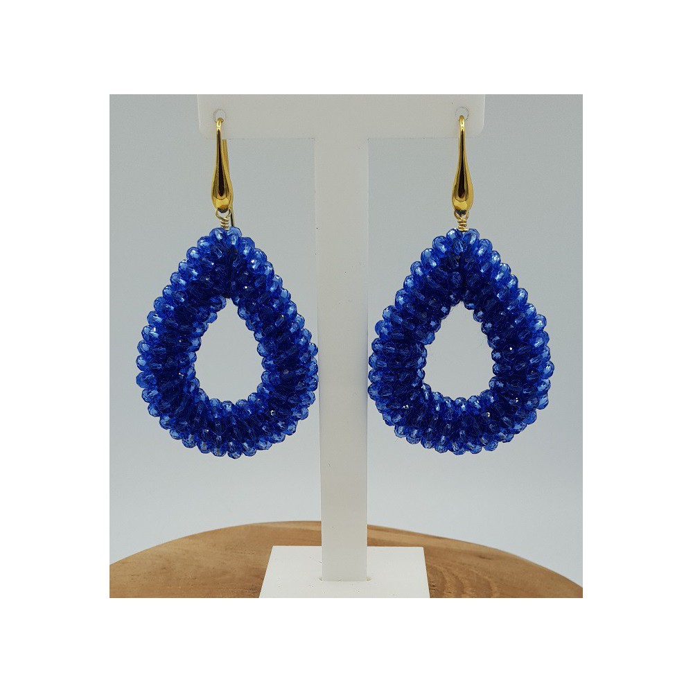 Gold plated blackberry earrings with blue crystals