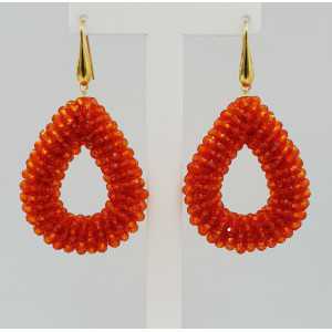 Gold plated glassberry blackberry earrings open drop orange crystals