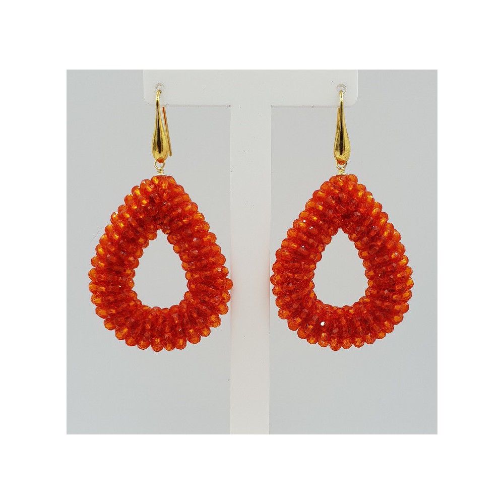 Gold plated glassberry blackberry earrings open drop orange crystals