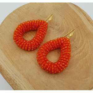Gold plated glassberry blackberry earrings open drop orange crystals