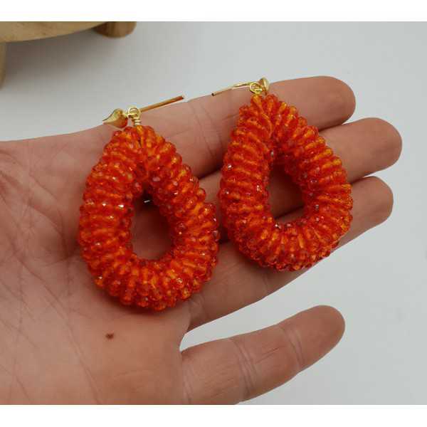 Vergoldete glassberry blackberry Ohrringe offenen Tropfen orange Kristalle klein
