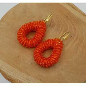 Gold plated glassberry blackberry earrings open drop of orange crystals small