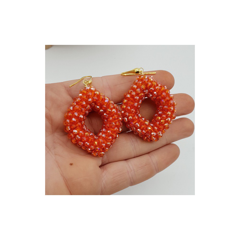 Gold plated glassberry blackberry earrings with orange sprankling crystals