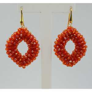 Gold plated glassberry blackberry earrings with orange sprankling crystals