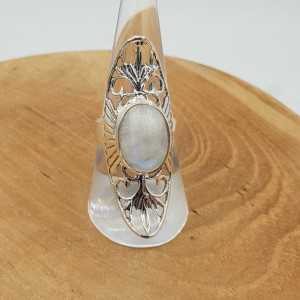 Silver ring with Moonstone in open worked setting 18 mm