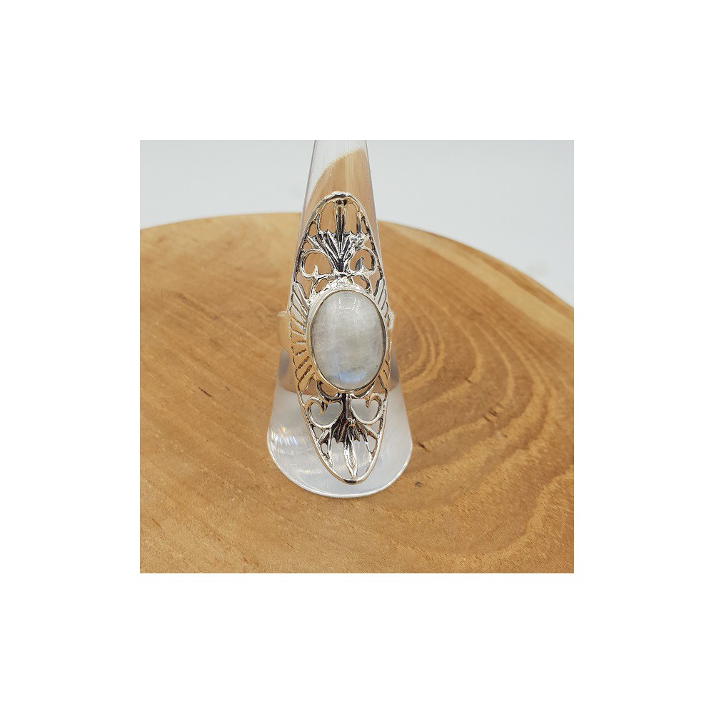 Silver ring with Moonstone in open worked setting 18 mm