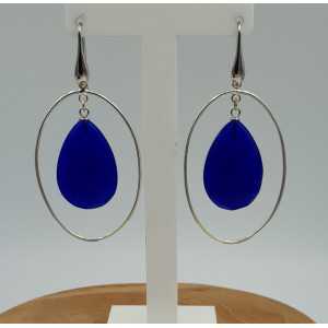 Silver earrings with blue Chalcedony drop