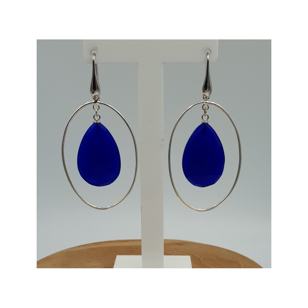 Silver earrings with blue Chalcedony drop