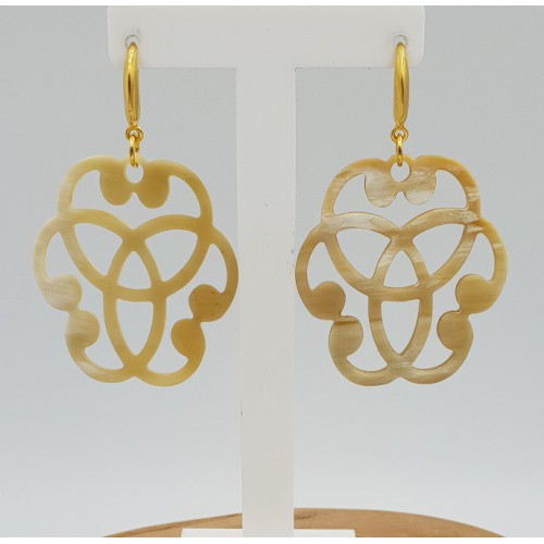 Oorbellen met uitgesneden Buffelhoorn