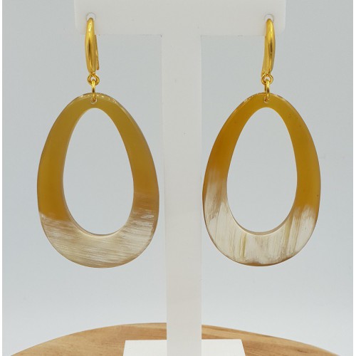 Oorbellen met open druppel van Buffelhoorn