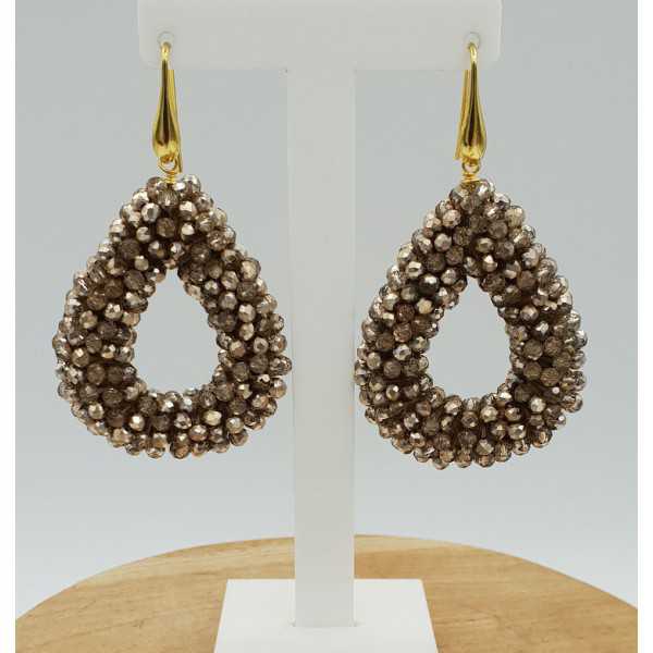 Gold plated blackberry glassberry earrings open drop gold metallic