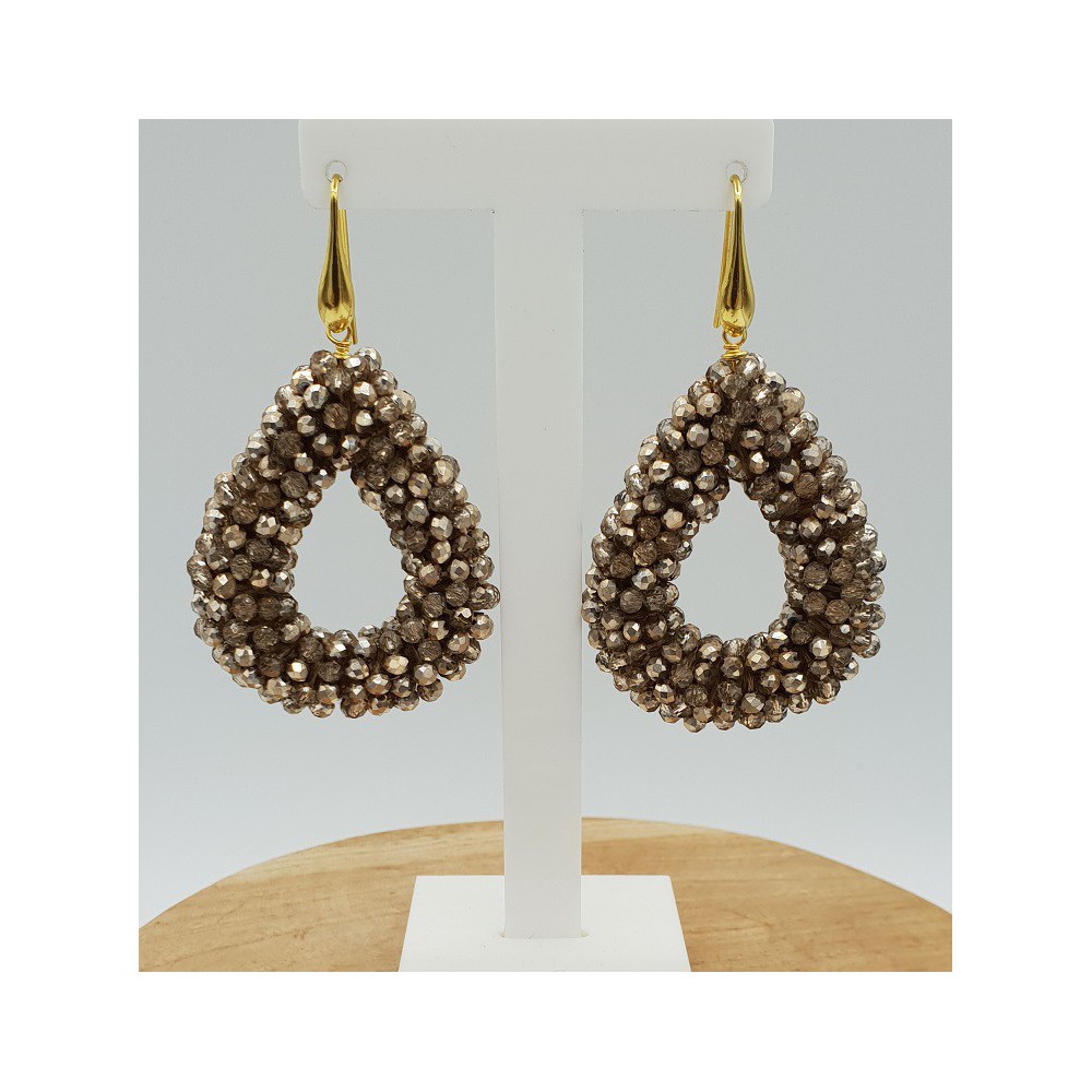 Gold plated blackberry glassberry earrings open drop gold metallic