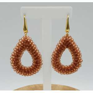 Gold plated glassberry blackberry earrings open drop soft orange crystals