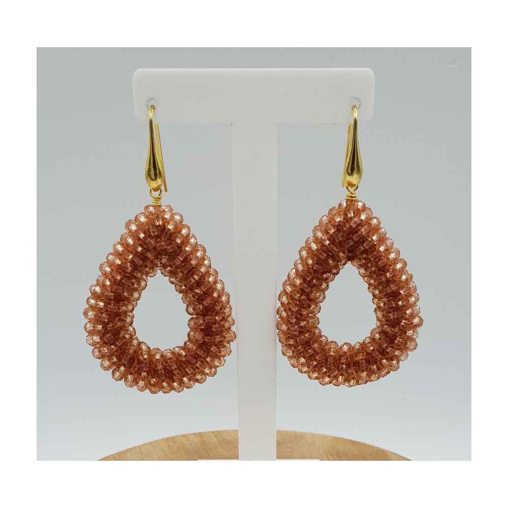 Gold plated glassberry blackberry earrings open drop soft orange crystals