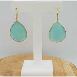 Gold plated earrings with aqua Chalcedony