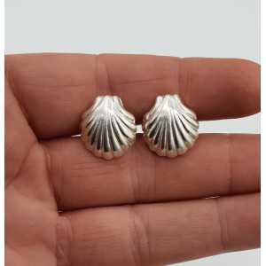 Silver oorknoppen shell