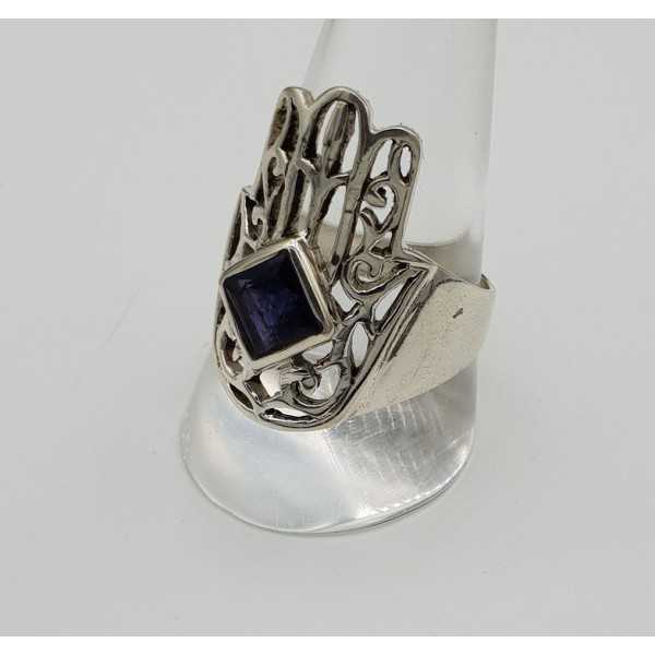 Silber Hamsa hand ring-set mit Ioliet 19,5 mm
