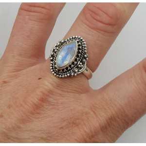 Silber ring set mit marquise Facette Mondstein 18,5 mm