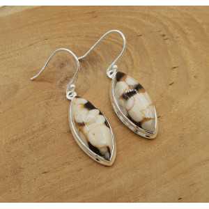 Zilveren oorbellen met marquise Peanut Wood Jaspis