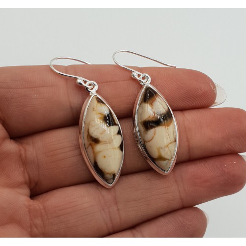 Zilveren oorbellen met marquise Peanut Wood Jaspis