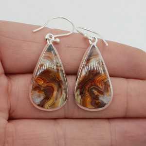 Silver earrings teardrop shaped Laguna Lace Agate