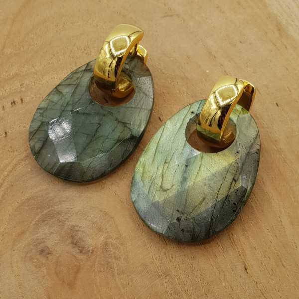 Creoles with oval Labradorite pendant
