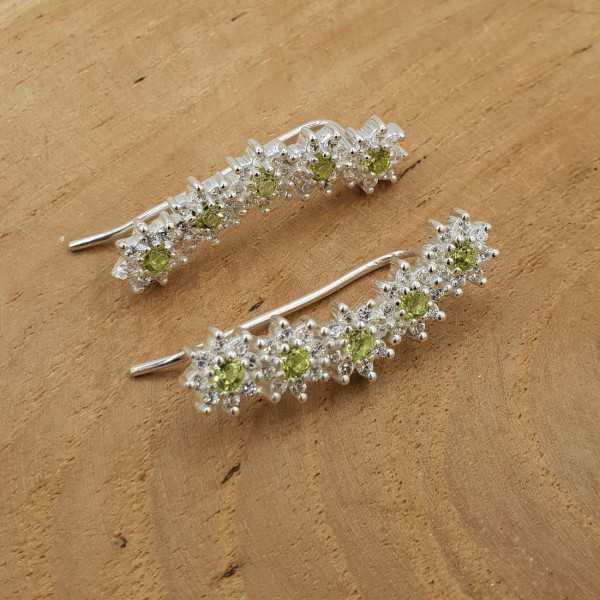 Silver oorklimmer set with Peridot and Cz