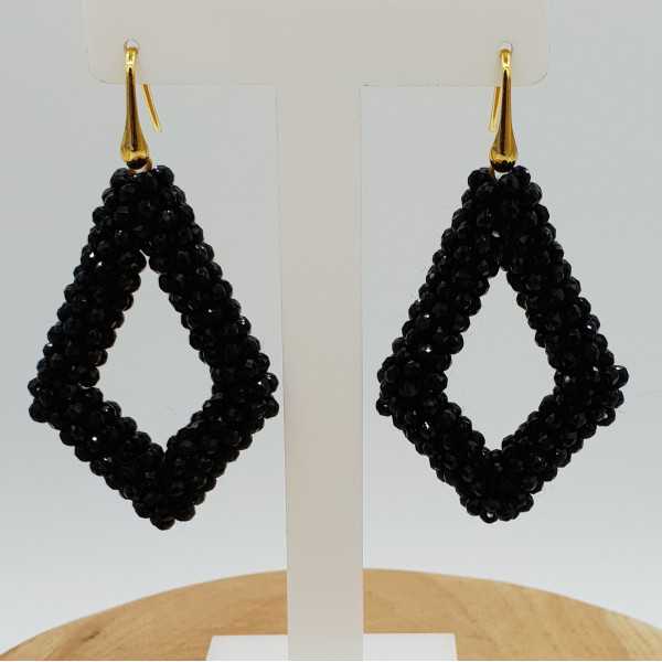 Gold plated blackberry glassberry earrings black crystals