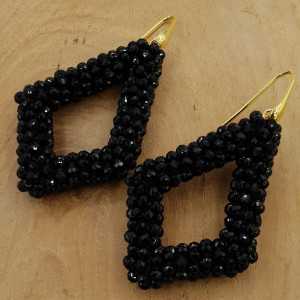 Gold plated blackberry glassberry earrings black crystals