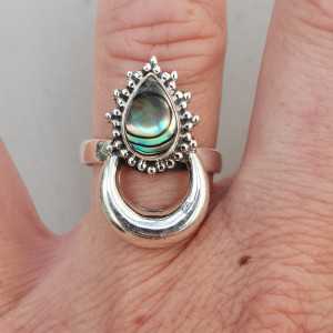 Silver moon-ring-set mit Abalone shell-17.3 mm