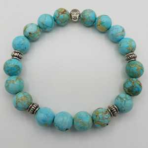Stretch bracelet with turquoise blue Sediment Jasper